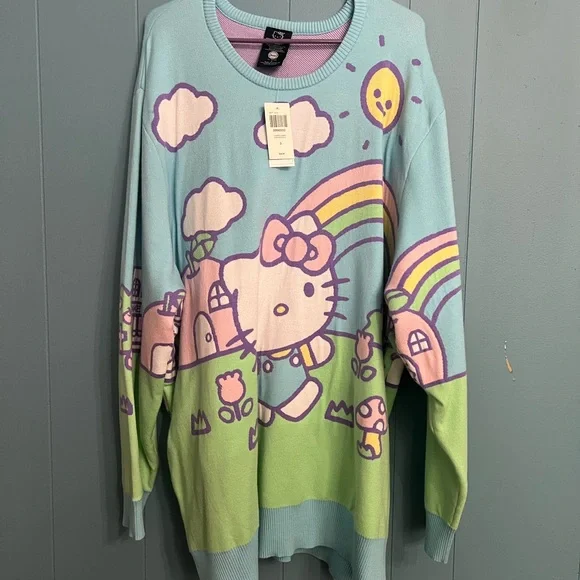 Sanrio Hello Kitty Rainbow Sweater - Blue and Green - Picture 2 of 8